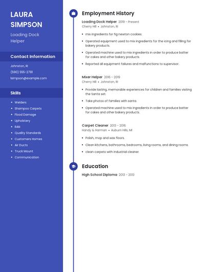 Loading Dock Helper Resume