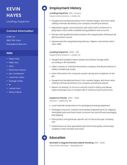 Loading Inspector Resume