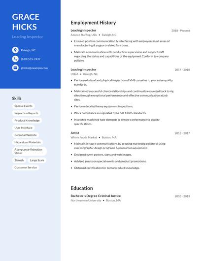 Loading Inspector Resume
