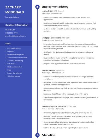 Loan Adviser Resume