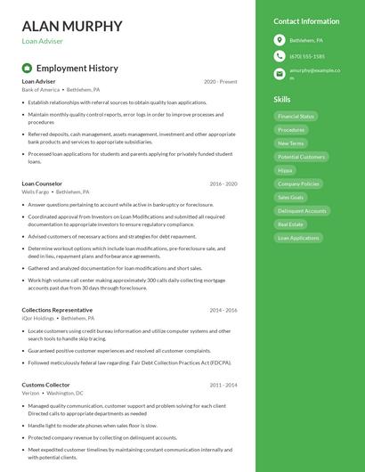 Loan Adviser Resume