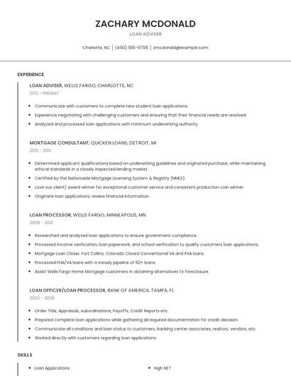 Loan Adviser Resume