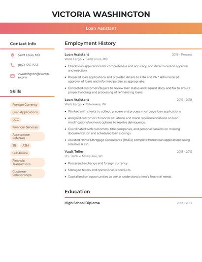 Loan Assistant Resume