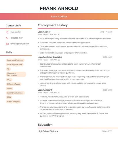 Loan Auditor Resume