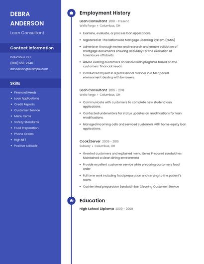 Loan Consultant Resume
