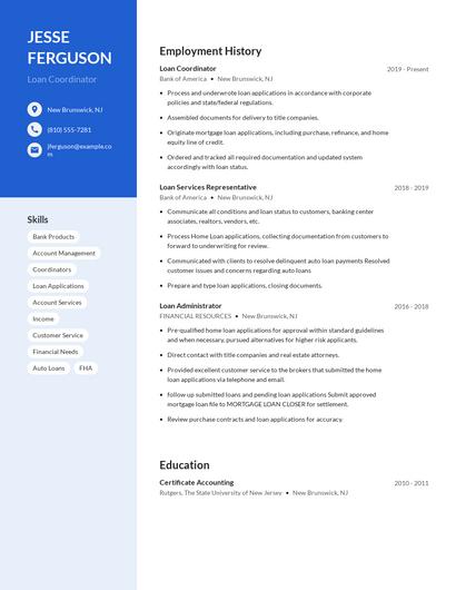 Loan Coordinator Resume