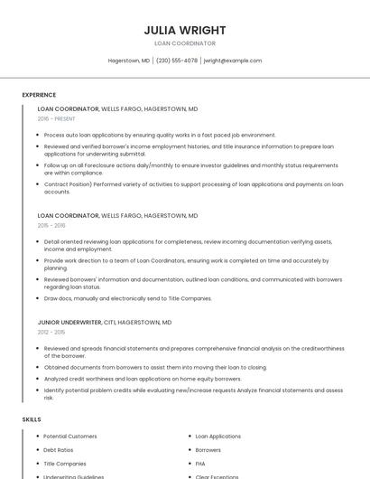 Loan Coordinator Resume