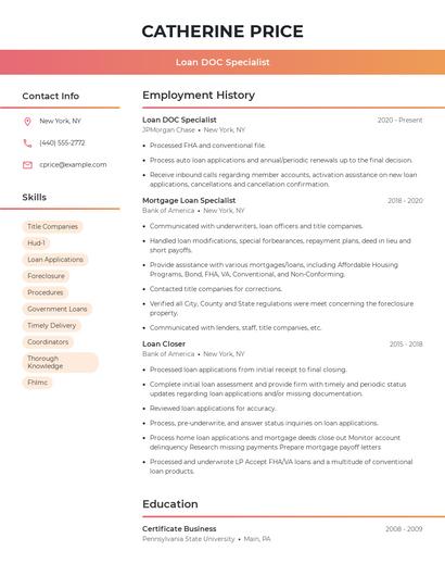 Loan DOC Specialist Resume