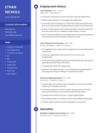 Loan Reviewer Resume
