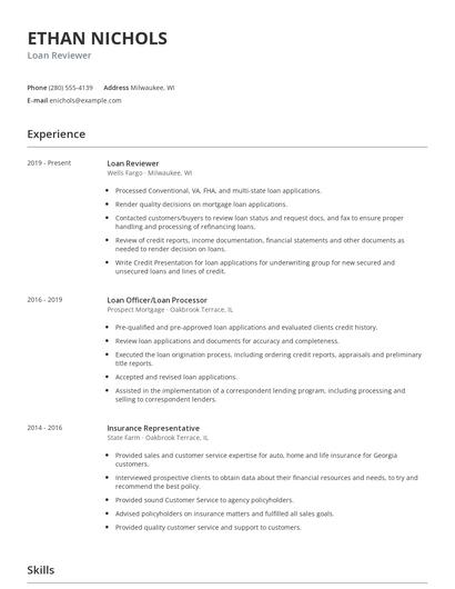 Loan Reviewer Resume
