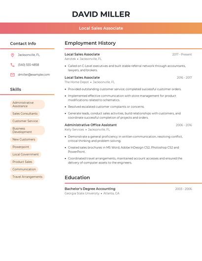 Local Sales Associate Resume