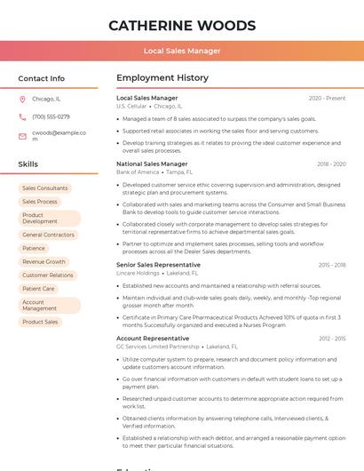 Local Sales Manager Resume