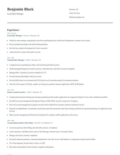 Local Sales Manager Resume