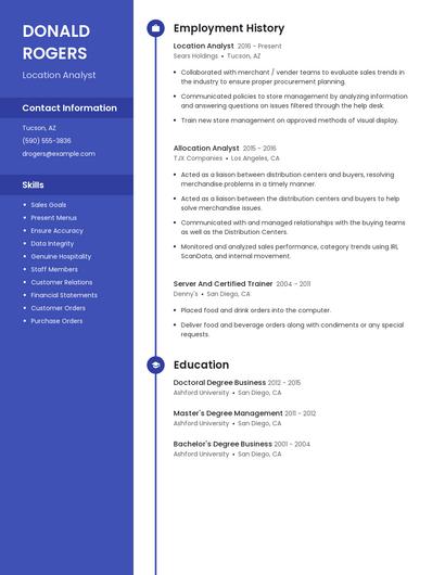 Location Analyst Resume