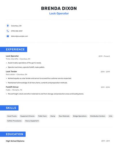 Lock Operator Resume
