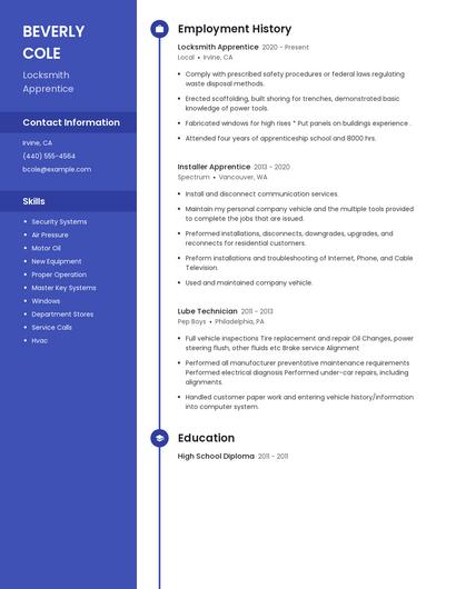 Locksmith Apprentice Resume