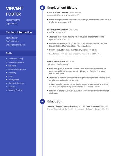 Locomotive Operator Resume