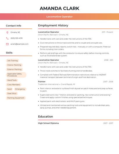 Locomotive Operator Resume