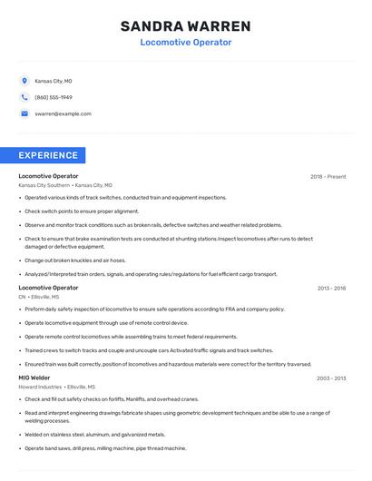 Locomotive Operator Resume