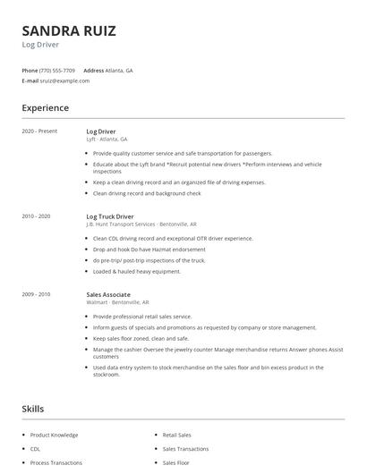 Log Driver Resume