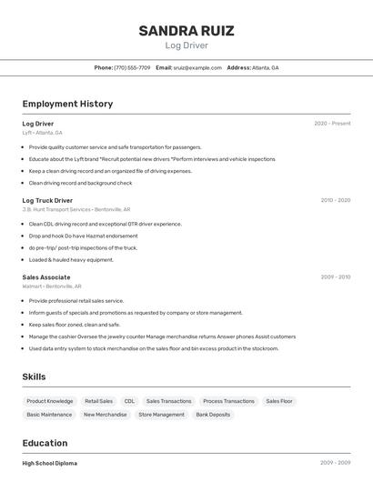 Log Driver Resume
