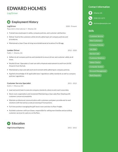 Log Driver Resume