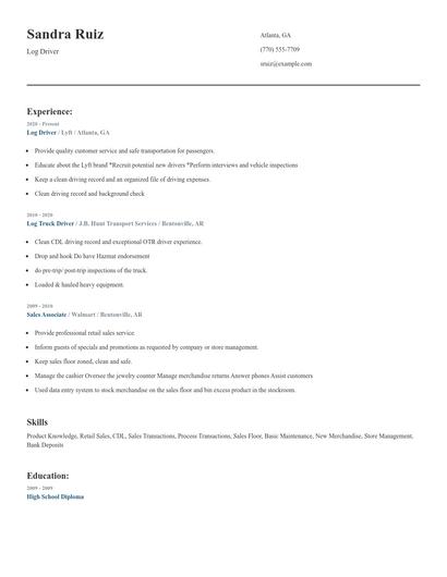 Log Driver Resume