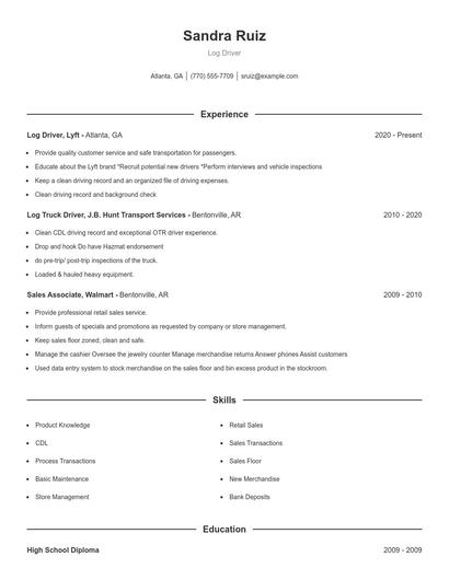 Log Driver Resume