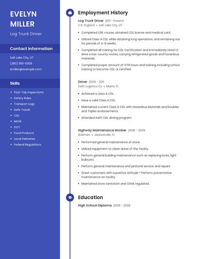 Log Truck Driver Resume