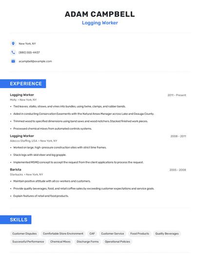 Logging Worker Resume