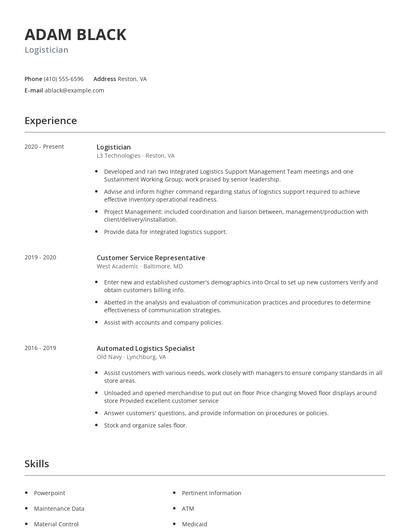 Logistician Resume