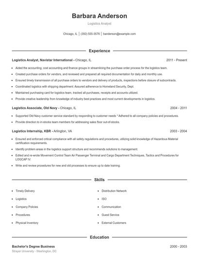 Resume example 1