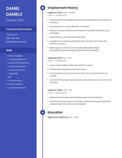 Logistics Clerk Resume