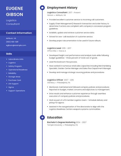 Logistics Consultant Resume