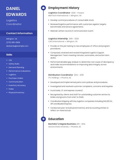 Logistics Coordinator Resume