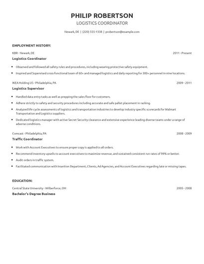 Logistics Coordinator Resume
