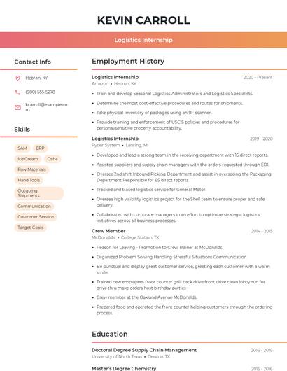 Resume example 3