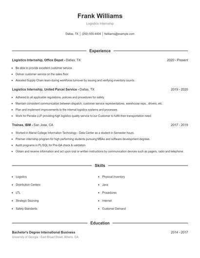 Resume example 1