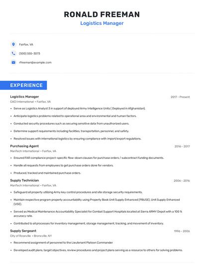 Logistics Manager Resume