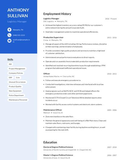 Logistics Manager Resume