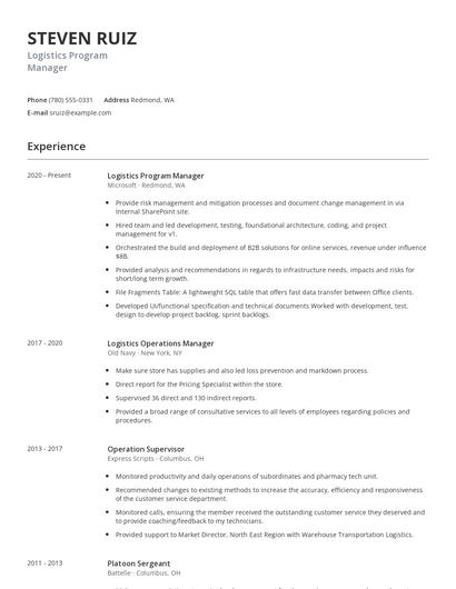 Logistics Program Manager Resume