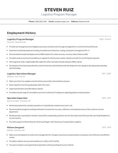 Logistics Program Manager Resume