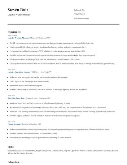 Logistics Program Manager Resume