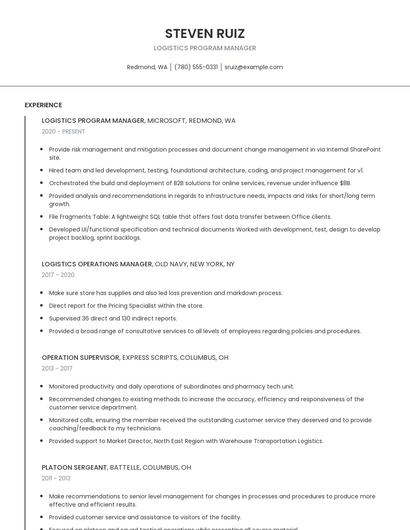 Logistics Program Manager Resume