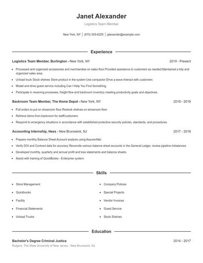 Resume example 1