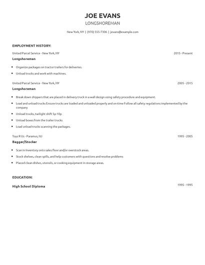 Longshoreman Resume