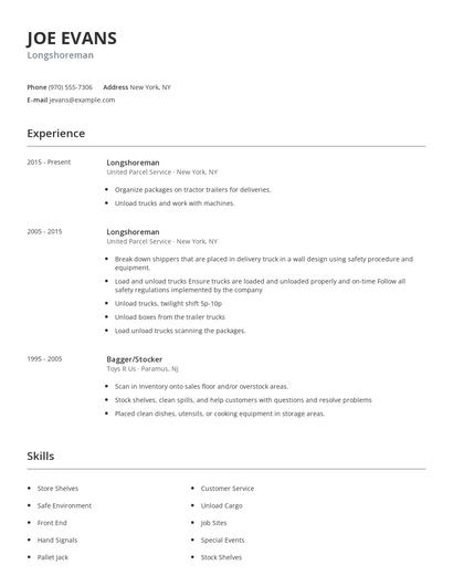 Longshoreman Resume