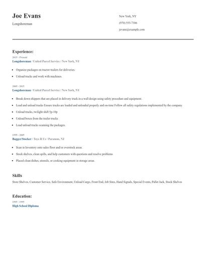 Longshoreman Resume