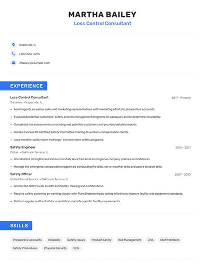 Loss Control Consultant Resume