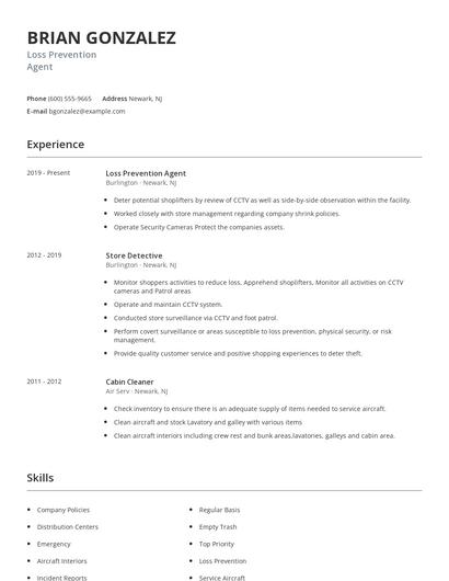 Loss Prevention Agent Resume